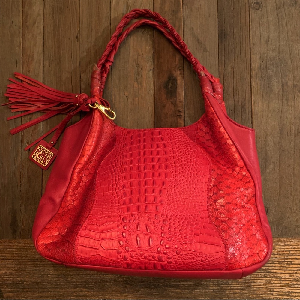 Carlos Falci Red Purse snake embossed